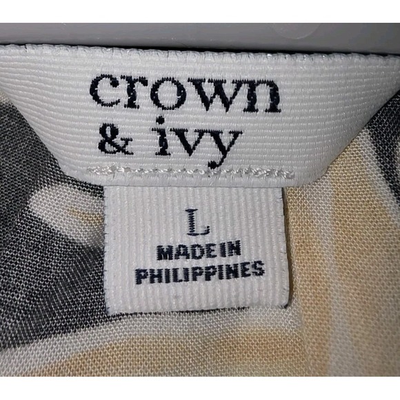 Crown &Ivy Sleeveless Tropical Print Shirt Women's Size‎ Large - Picture 3 of 3